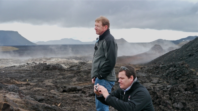 Chris and David in volcanic area
