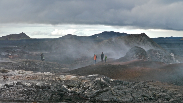 People in volcanic area