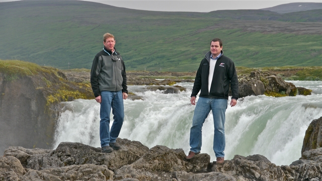Chris and David at Godfoss waterfall