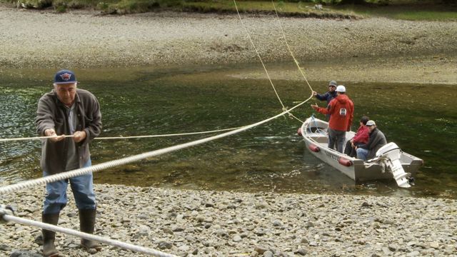 Al with party crossing river