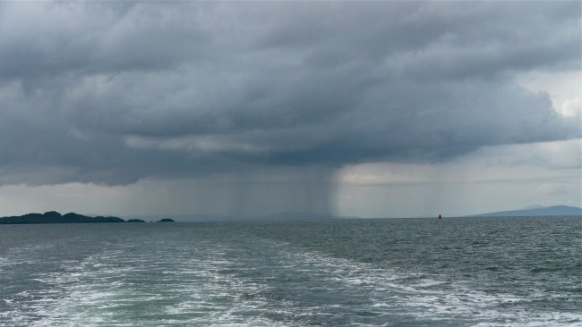 Rain storm in Sound of Harris en route to St. Kilda