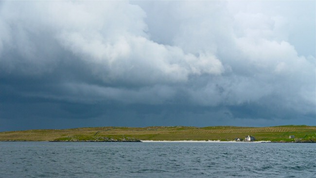 Storm clouds over Sound of Harris en route to St. Kilda