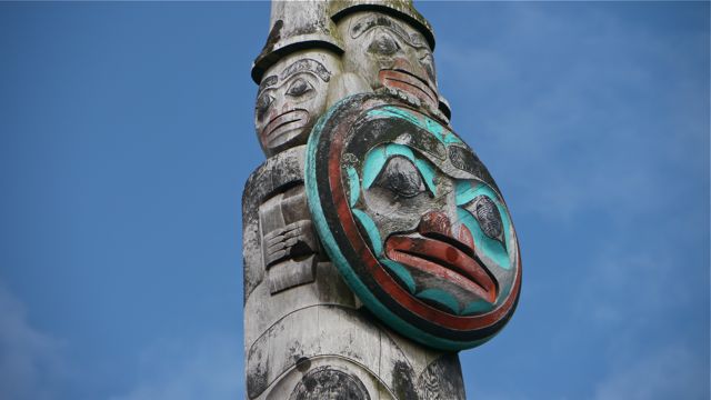 Moon theme totem at museum