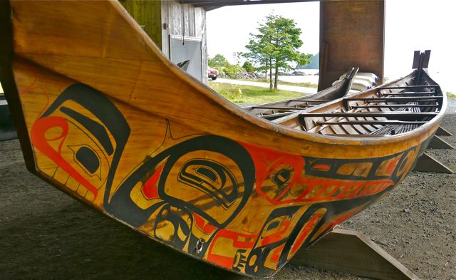 Canoe fashioned from cedar log