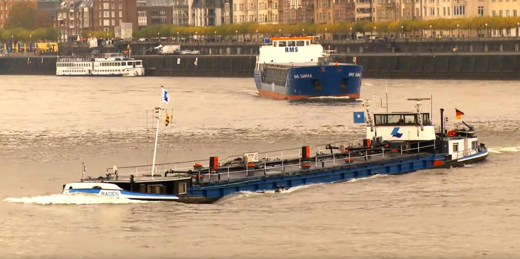 Barges on Rhine at Dusseldorf.