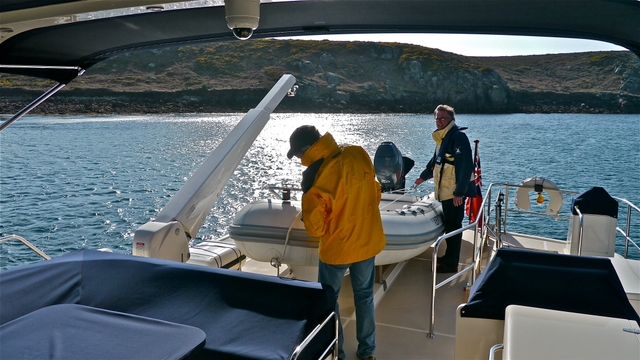Chris & Andy launching tender at Scillies