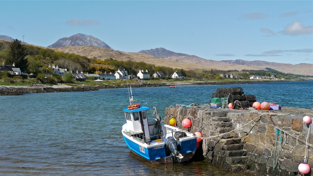 Craighouse with Paps from stone jetty