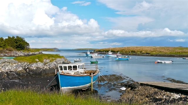 Fishing boats moored in Loch Maddy