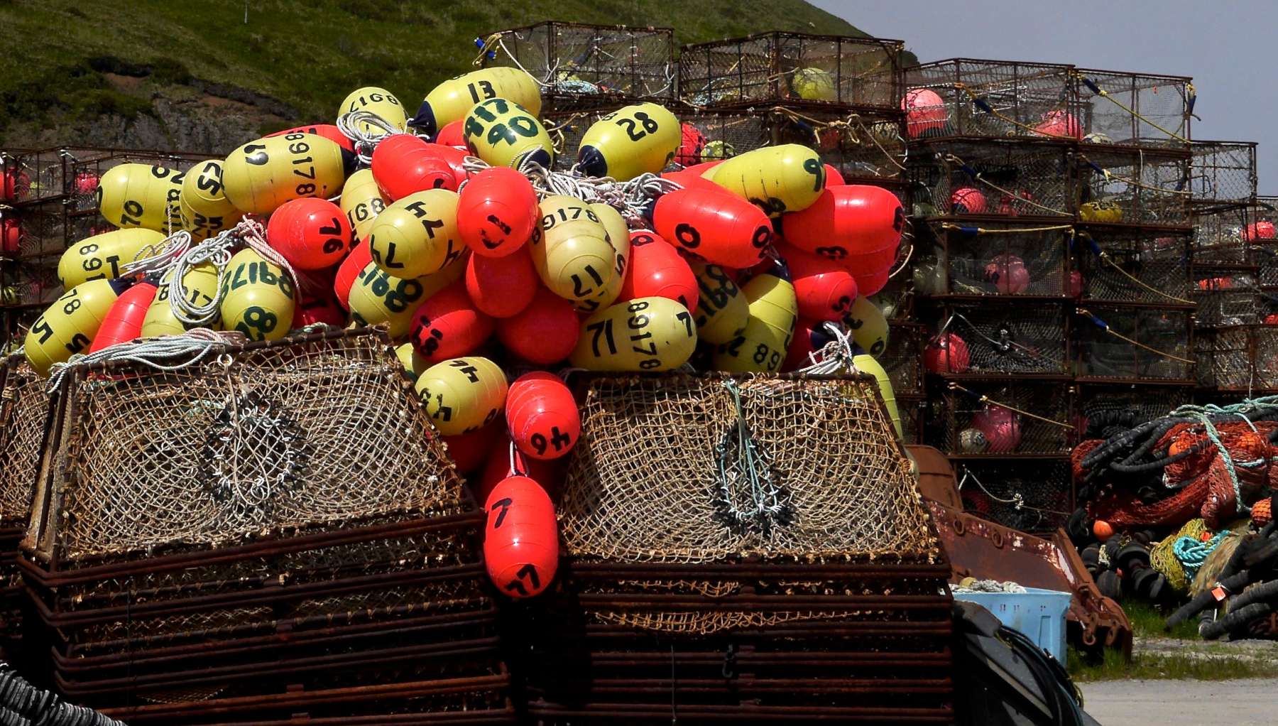 Crab traps and floats