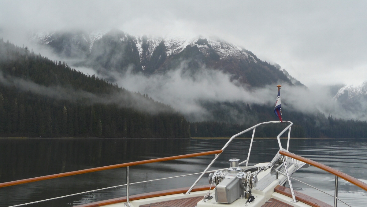Heading up Windfall Harbor towards Pack Bay