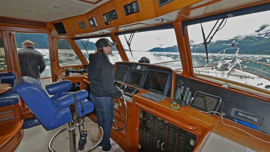 Kaylin at helm through ice