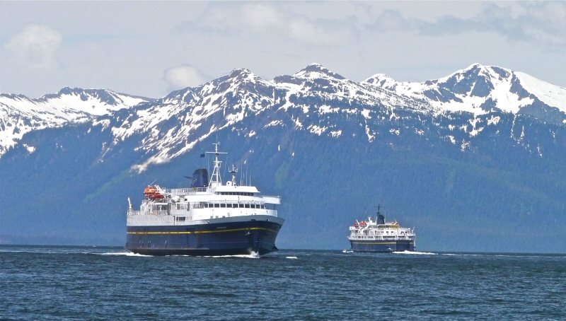 Two ferries meet Frederick Sound