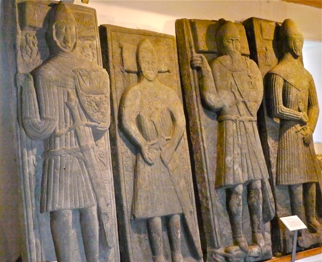 Medieval stone grave covers in museum Iona
