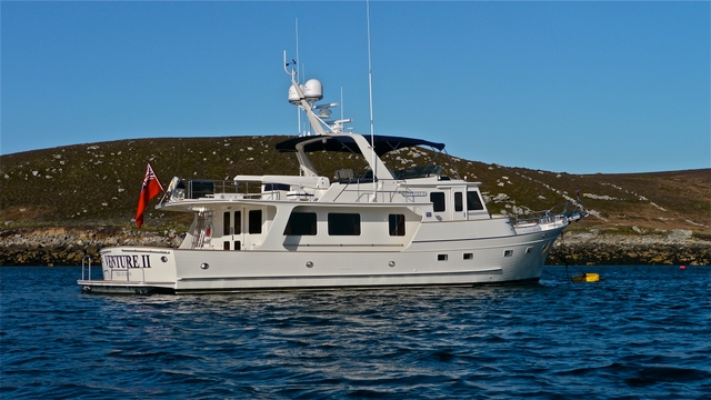 Venture II at anchor New Grimsby Sound, Scillies