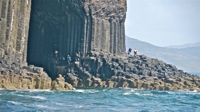 People at mouth of Fingel's Cave
