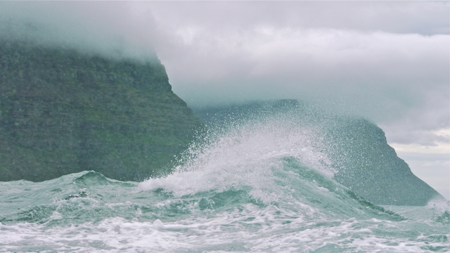 Rough seas approaching Isafjordur