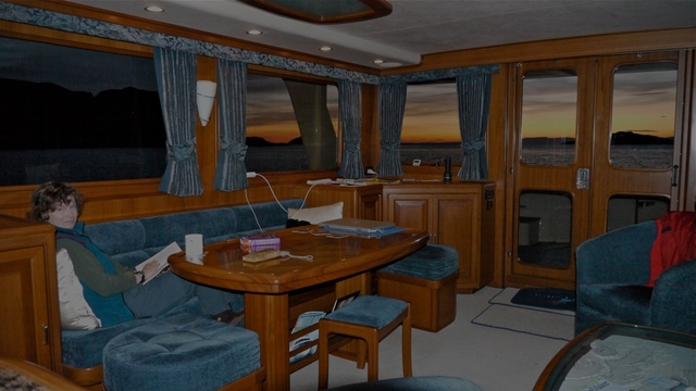 Sunset seen through salon windows