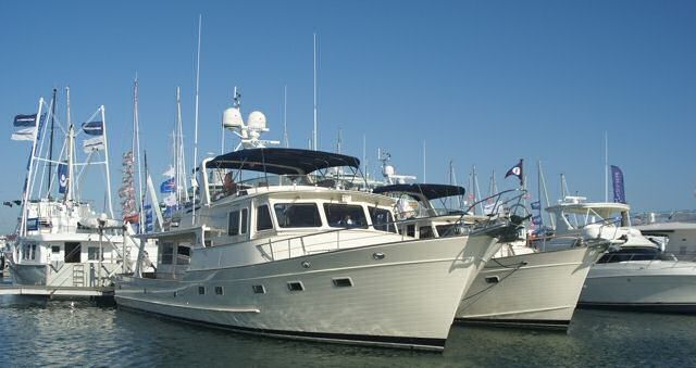 Venture II and a Fleming 55 at the Southampton Boat Show