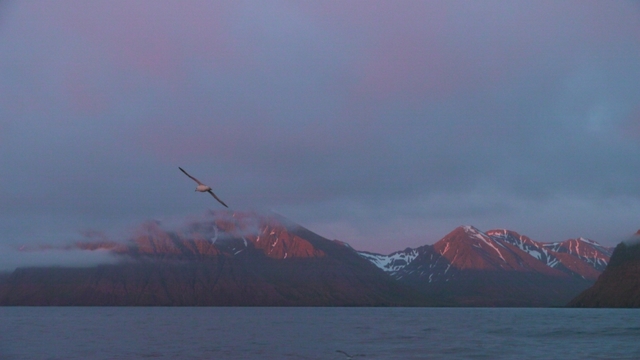 Sunrise strikes the mountains at 0300