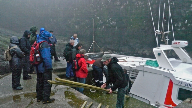 Unloading ferry on Mykines
