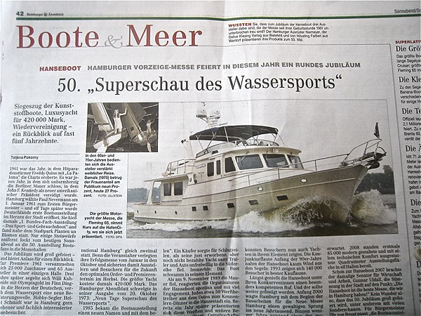 Venture II on Elbe River in local paper