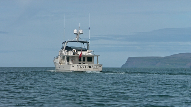 Venture II heading back out into Denmark Strait
